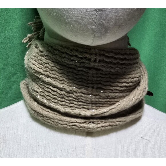 Pair of Kimberly C Knit Neck Scarves Tan and Gray Women's Collar Scarf 8x22 NWT - Picture 5 of 16